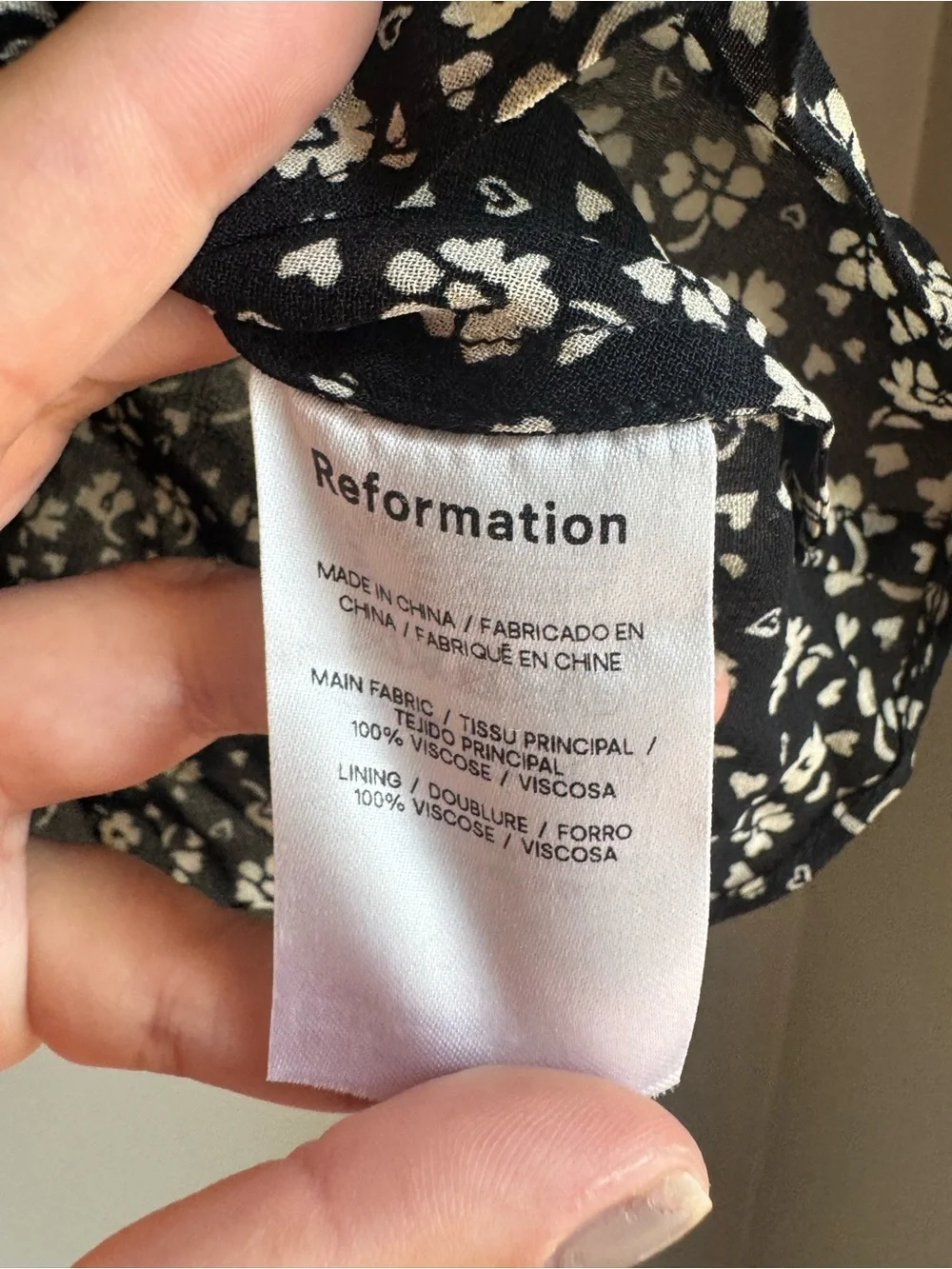 Reformation Floral Tie Front Blouse XS Black Cottagecore Coquette Euro Summer